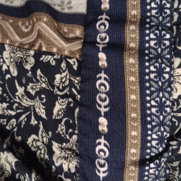 Polagram Navy Tan Floral and Striped Maxi Dress S - Picture 6 of 9